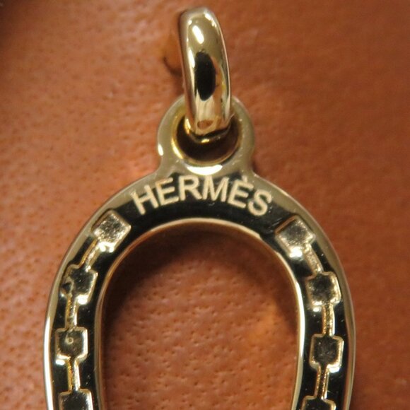 HERMES ScarfRing Porte Bonheur Lambskin/Silk100% Maron Halzan - Picture 6 of 7